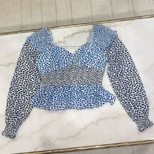 FoxieDox smocked polkadot blouse